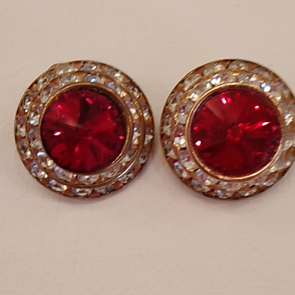 Vintage 80s Red Sparkly Earrings